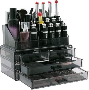 display4top Acrylic Box Makeup Shelf Makeup Cosmetics Jewelry Organizer, organization and storage items for bathroom